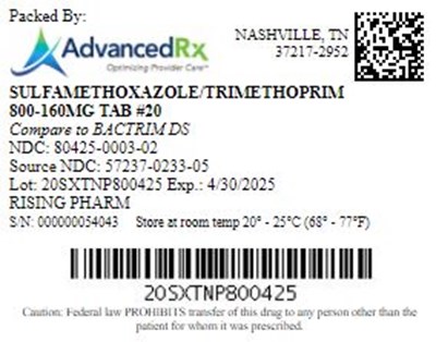 Sulfamethoxazole Trimethoprim 800 160mg Qty 20 Ndc 80425 0003